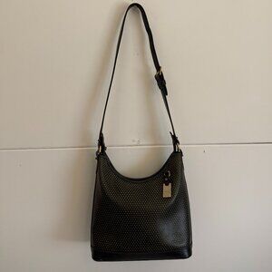 Dooney & Bourke Vintage Hobo Black Perforated Leather w/Gold Under Shoulder Bag